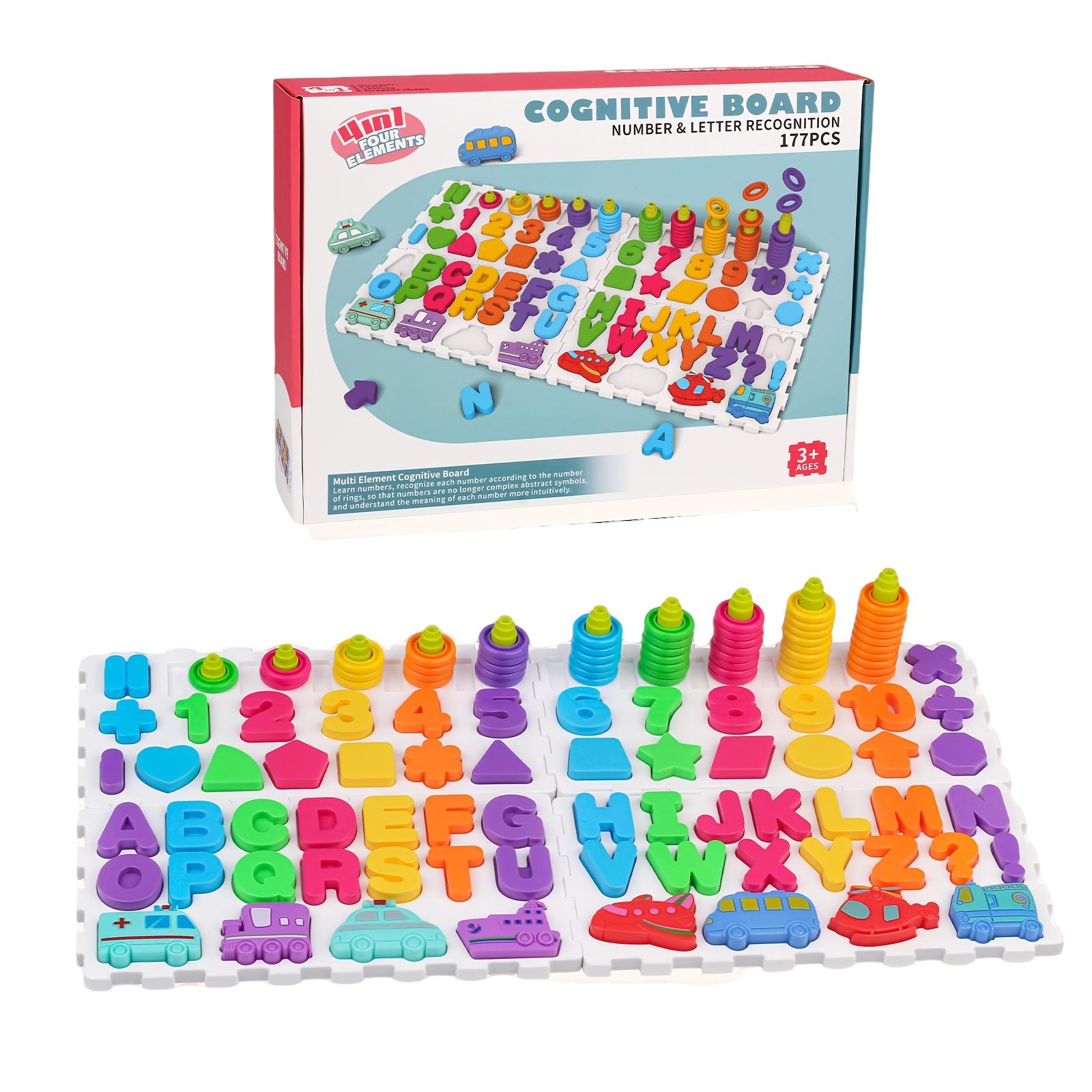 

177pcs Educationa LBuilding Set Alphabet, Numbers, Shapes Vehicles Interactive Learning Toy For Kids Colorful Plastic Puzzle For Development One Size