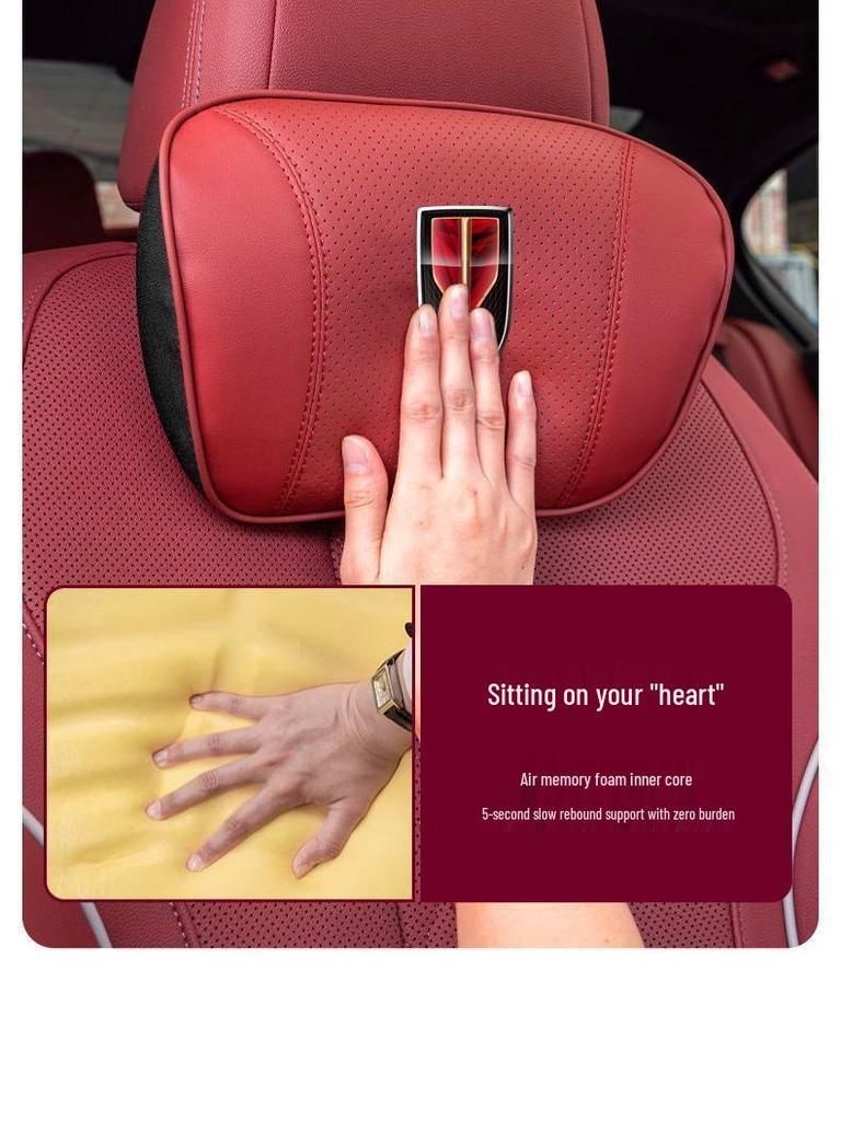 Compatible with Hongqi HS5/H5/HS7/H7/H9 headrest and neck pillows, automotive memory foam lumbar support for car interiors.