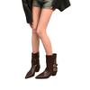 Pointed High-heeled Brown Small Short Boots Women's Shoes 2025 New Spring and Autumn Single Boots Retro Belt Buckle Medium Tube Pants Tube Boots