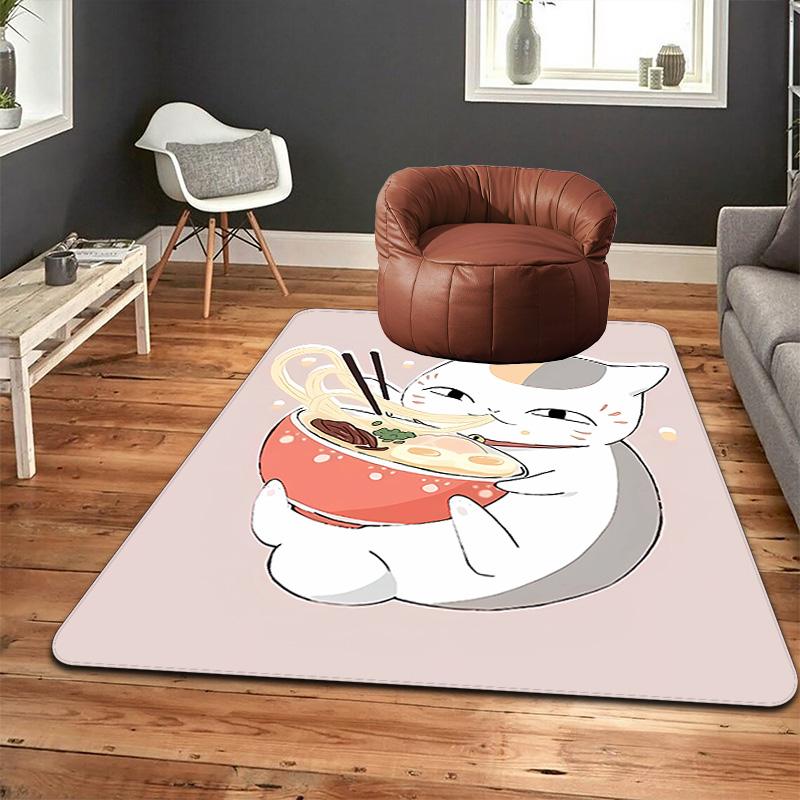 Noodle-Eating Kitten Rug Floor Mat for Living Room or Bedroom Soft and Comfortable Carpet a Gift for Birthday and Holiday.MFF0918273