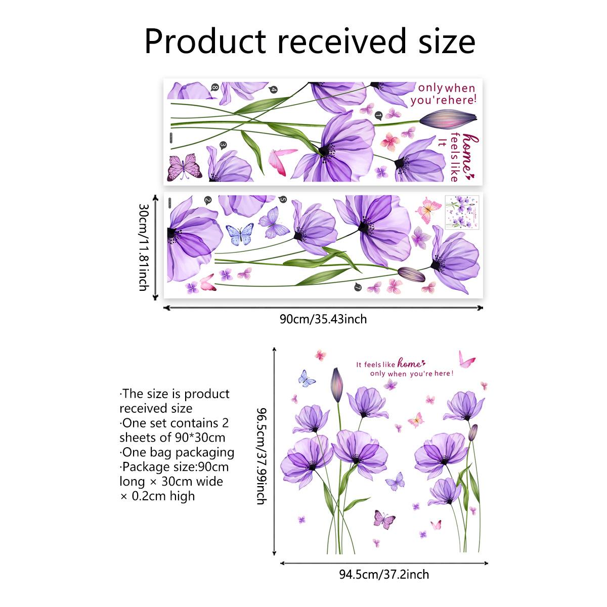 

Свежие И Элегантные Фиолетовые Наклейки На Стену С Цветами Бабочка, Самоклеящиеся Наклейки На Стену В Гостиной И Спальне