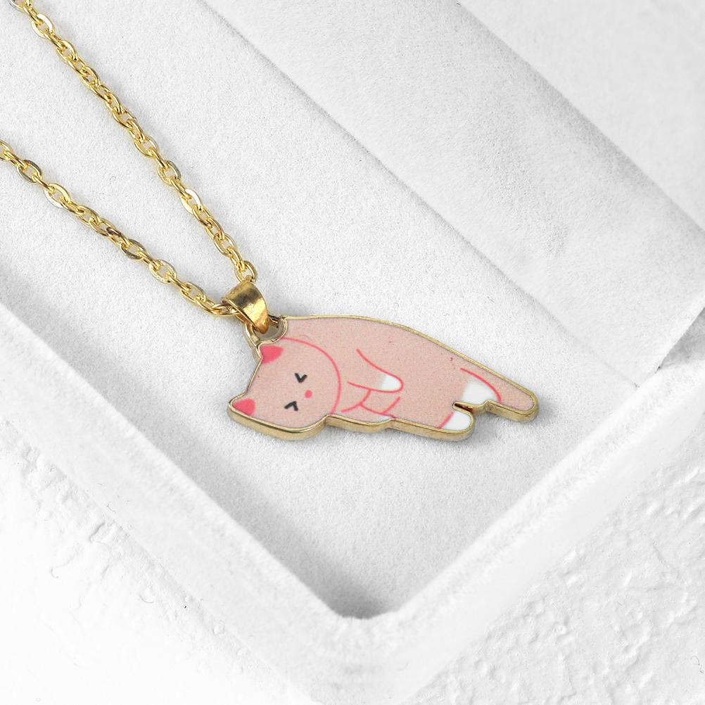 Cartoon Cats Pendant Necklace Cute Calico Cat Naughty Cow Kitten Animal Alloy Chain Jewelry for Women Men Trendy Friendship Gift