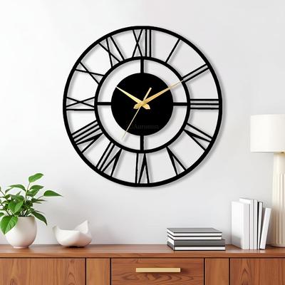 Modern Metal Wall Clock for Living Room | Antique Silent Wall Watch for Bedroom, Drawing Room, Office, Kitchen, House and Hall