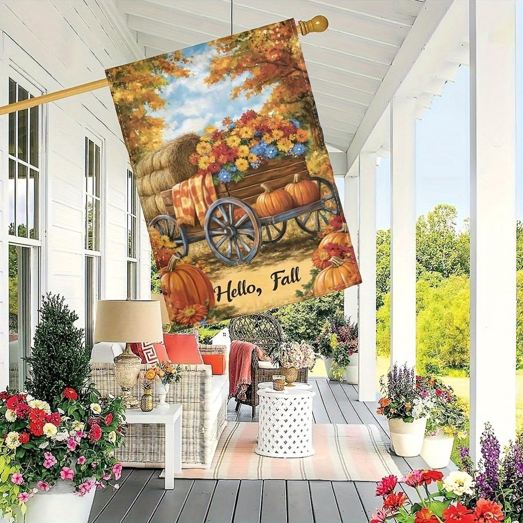2D Flat, 2D Flat,1pc, Welcome to The Autumn Farm Pumpkin Harvest Double-Sided Garden Flags Measuring 28X40 And for Outdoor Decoration, Yard Embellish