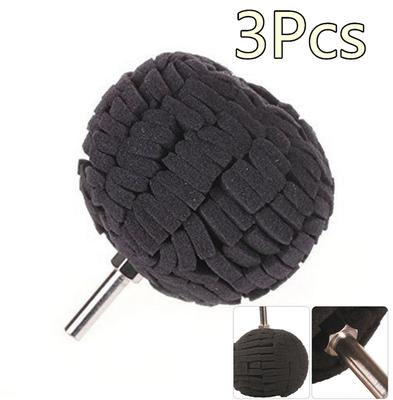 Universal 3Pcs Black 3"(76mm )Buffing Ball Finishing Buff Polishing Pad For Car Polishing