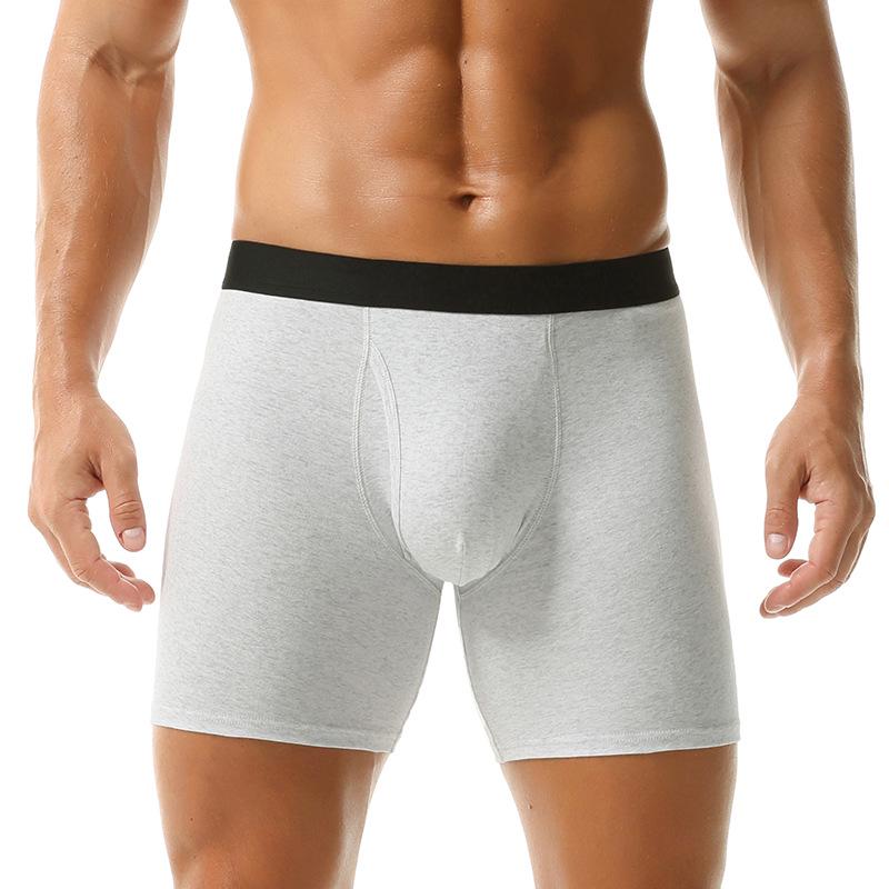 Men's Breathable Cotton Mid-High Waist Boxer Briefs with Side Opening and Anti-Chafing Design for Teens - European and American Style