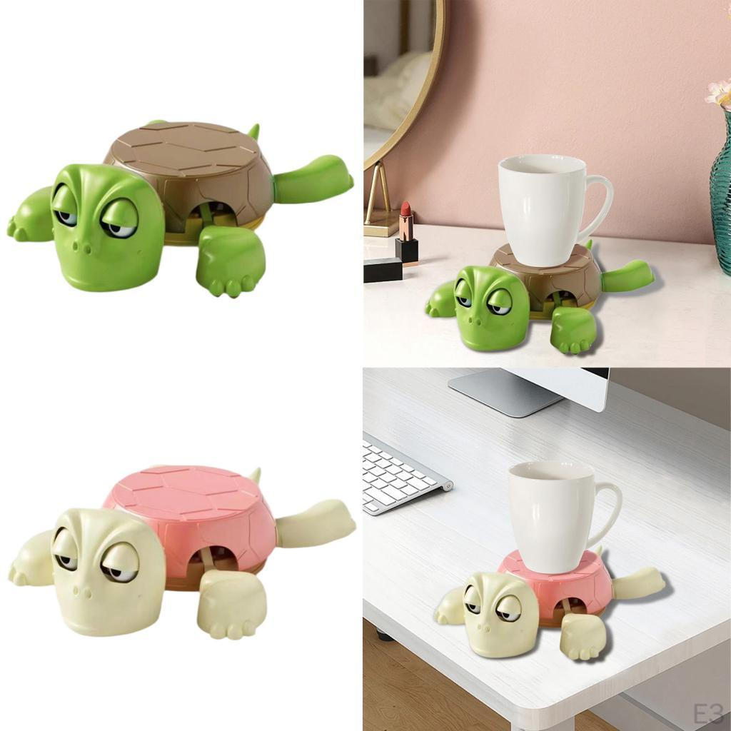 Turtle Coaster Decor with Funny Expression Kitchen Cup Pad Housewarming Gift light green