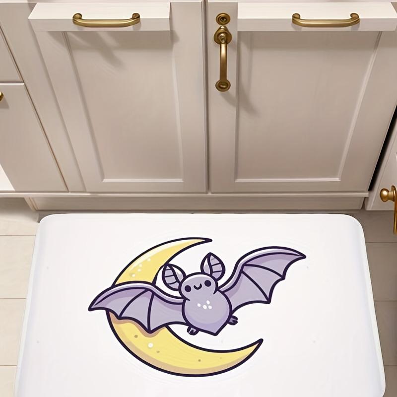 1PC Halloween Bats Kitchen Rug Non-Slip Door Mat Pop Design Bathroom Rug Bath Mat Carpet for Home Sink Laundry Decor