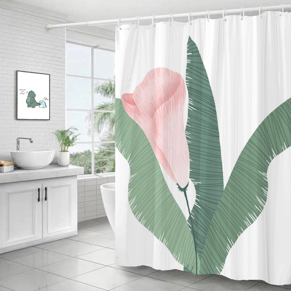 Floare Hortensie Purpurie Perdea de Duș Albă Peisaj 3D Plantă Verde Poliester Impermeabil Perdele de Baie Paravan de Baie Decor