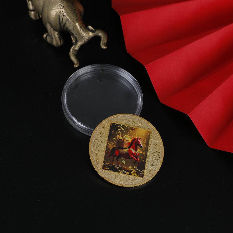 Coin Decoration 2026 Zodiac Horse Colored Commemorative Medal Year Of The Horse Birthday Small Gift Metal Crafts Event Souvenir