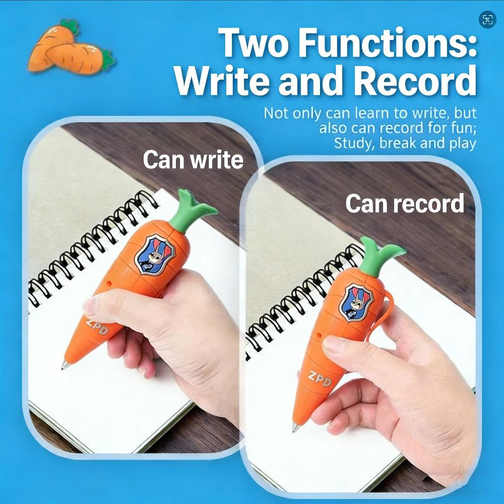 Heiß Zootopia 2 Karotten-Aufnahme-Stift | Judy & Nick Stil Für Kinder | 60S Mini-Rekorder | 2-in-1 Gelstift Schreibwaren Kindergeschenk