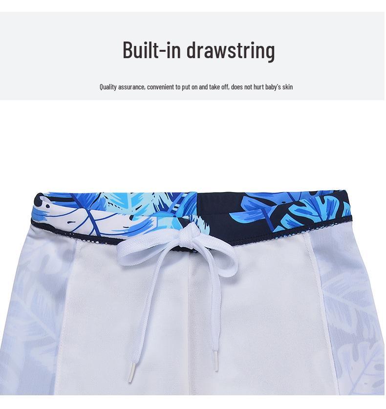 Korean Style Boys' Dinosaur Long-Sleeve Two-Piece Swimsuit with Sun Protection, Quick-Drying, for Older Children.