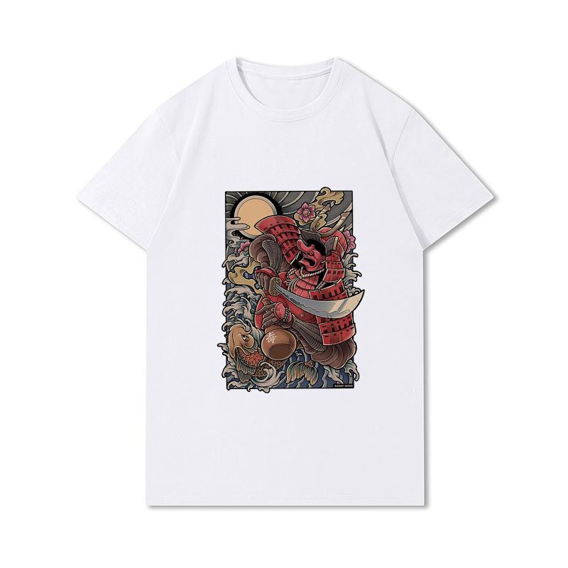 Tricouri 100% bumbac de vară pentru bărbați Vintage Samurai Retro Japanese Gaming 2077 Art Gam Printed Casual Top Tricouri