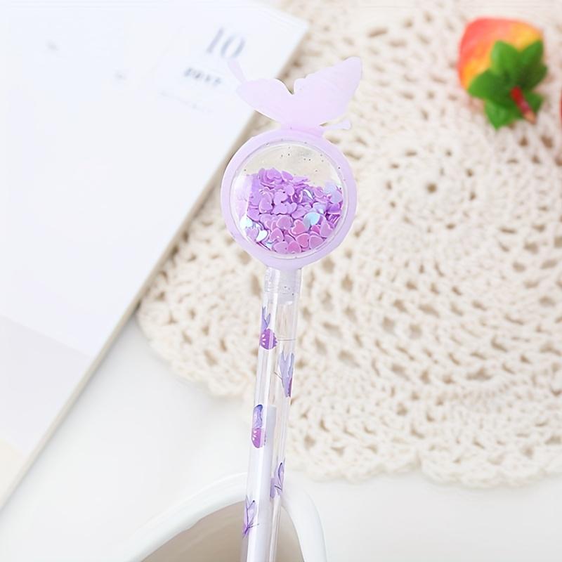 48pcs Sparkling Butterfly & Flower Gel Pens - Assorted Colors, Pastel Design with Glittery Butterflies & Flowers, Perfect for Valentine'S Day Gifts an