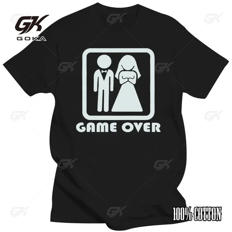 Game Over Braut Bräutigam Junggesellenabschied Baumwoll T-Shirt Lustig Kurzarm Herrenbekleidung Tops Vintage Unisex T-Shirts Hip Hop T-Shirts