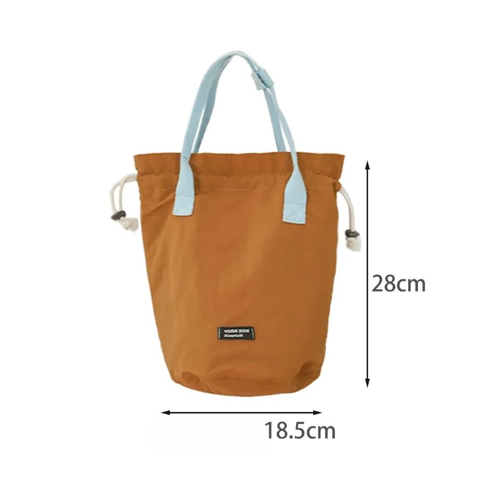 Portable Round Tubular Lunch Box Bag Handheld Waterproof Thermal Bento Bag Meal Carrier Durable Handbag Outdoor Picnic Bag 3160₽