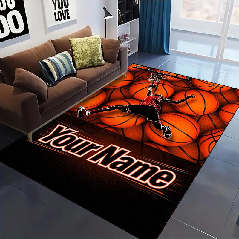 Name Custom Basketball Art Carpet Rug for Living Room Bedroom Home Sofa Decoration,Kids play Non-slip Floor Mat