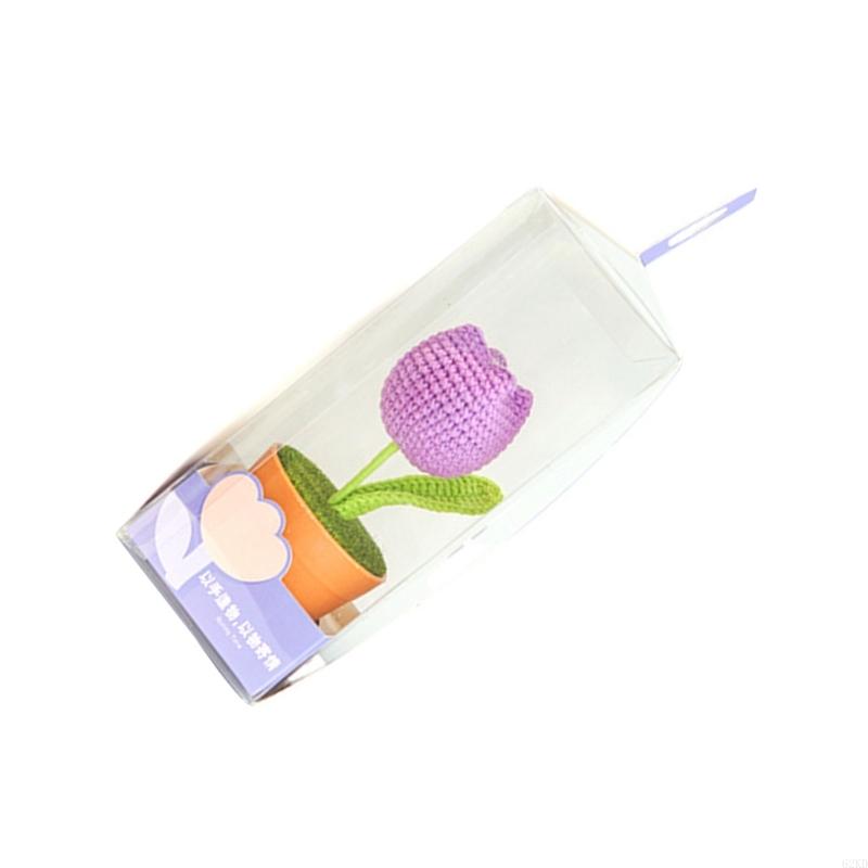 62KD Hand Knitting Potted Flower Tulips Crochet Flower Home Car Interior Accessories