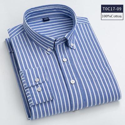 New Cotton Oxford Plaid Shirts Men Casual Spring Autumn Checked Long Sleeve Shirt For Man Iron Free