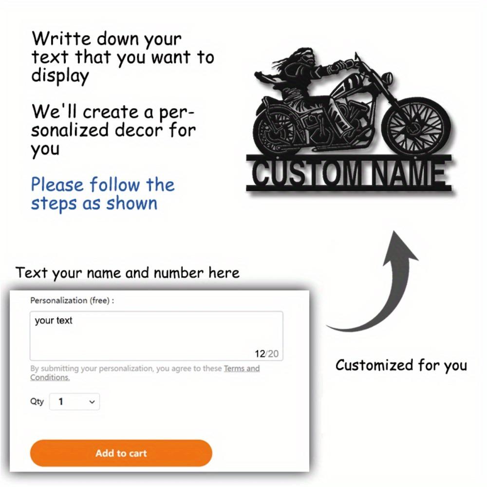 Custom Motorcyclist Metal Wall Art Personalized Name Farmhouse Porch Patio Gift Motorcycle Fan