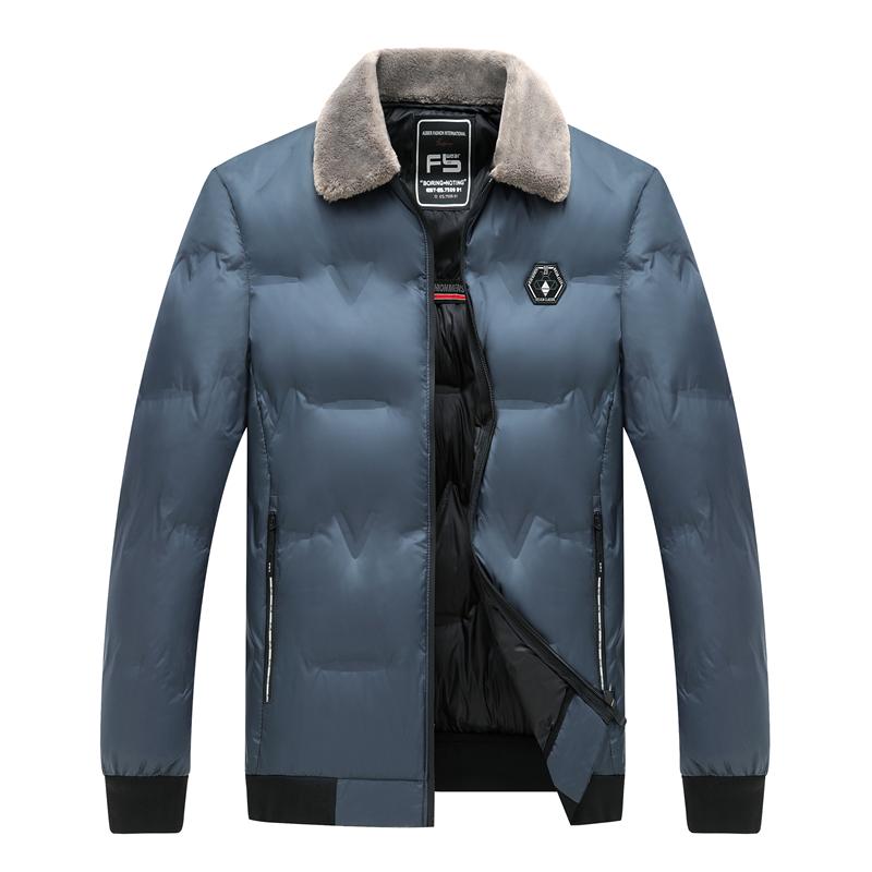 Men s Cotton Jacket Zipper Fur Collar Print Jacket Winter Casual Gentleman Outdoor Warm Men s Wear M