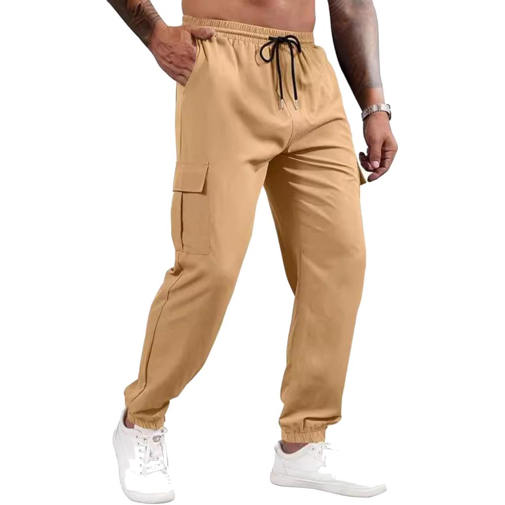 Men's Casual Multi,pocket Loose Straight,leg Workwear Trousers, Men's Outdoor Fitness Sports Trousers