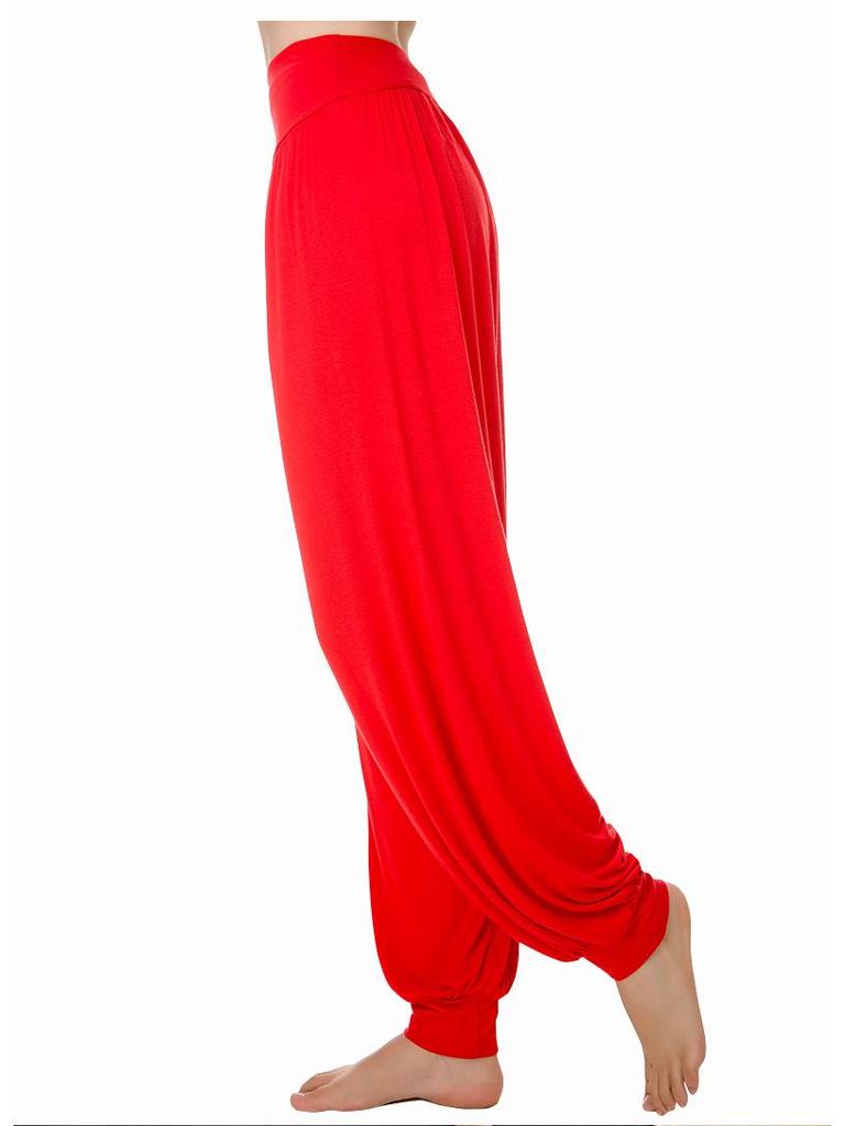 Dámské modální harémové kalhoty s širokými nohavicemi na jógu: Dlouhé, pohodlné taneční/sportovní sukně-kalhoty