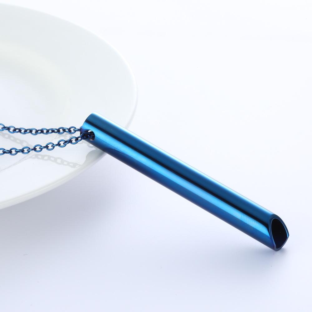 Halskette mit Pfeifenanhänger aus Edelstahl für Männer und Frauen, Vakuum-Halskette reguliert die Atmung und lindert Ängste