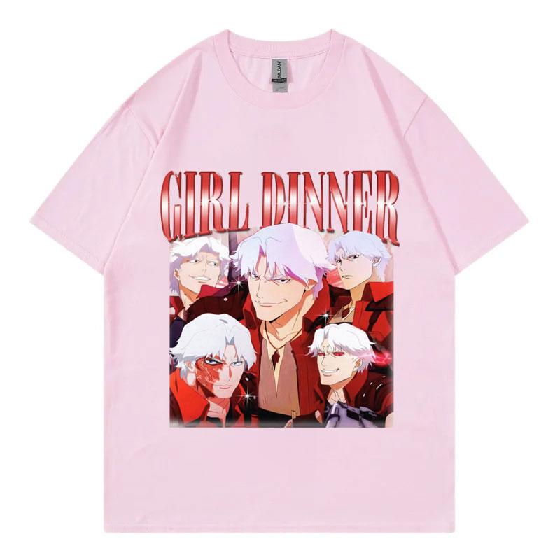 Devil May Cry 2025 Girl Dinner T-Shirt Herren Damen Kleidung Anime Spiel Grafik T-Shirts Gothic Mode Y2k Kurzarm T-Shirts