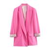 Zbzr Autumn New Women clothes Western Style Versitile Fashion Linen Blend Roll Sleeve Blazers 2753530