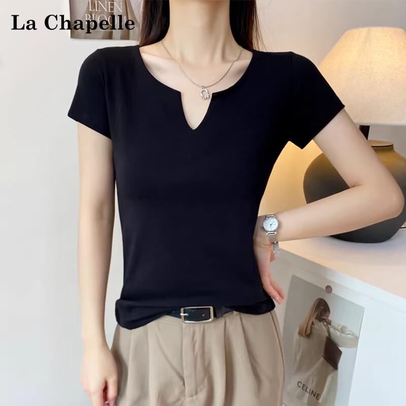 La Chapelle Women s V-Neck Slim-Fit Short Sleeve T-Shirt 2XL