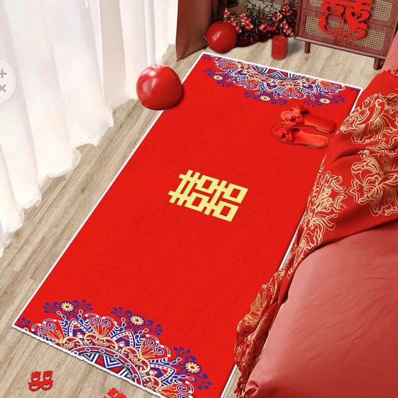 Chinese Red Living Room Carpet Entrance Large Area Rugs Luxurious Soft Room Decoration Home Mats Non-slip Alfombras Para Sala