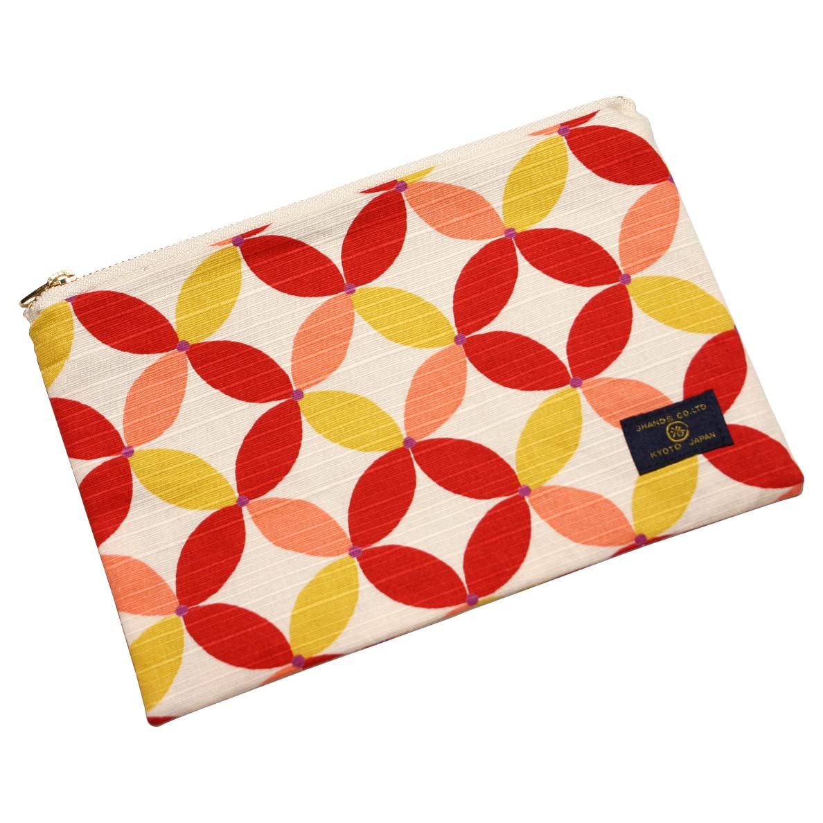 

[JHANDS] Плоский кошелек (Высокопигментированный) (Семь Сокровищ Красный и Белый) приблизительно. 20,5 x 13,5 см, Косметичка, Сумочка для аксессуаров, Санитарная сумочка, Ткань