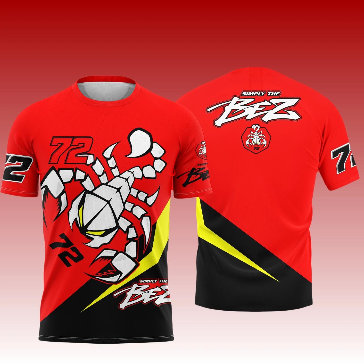

2026 MotoGP UK Grand Prix Champion Marco Bezzecchi# 72 Racing Suit Cycling Top Quick Drying Round Neck Short Sleeved T-Shirt 5XL
