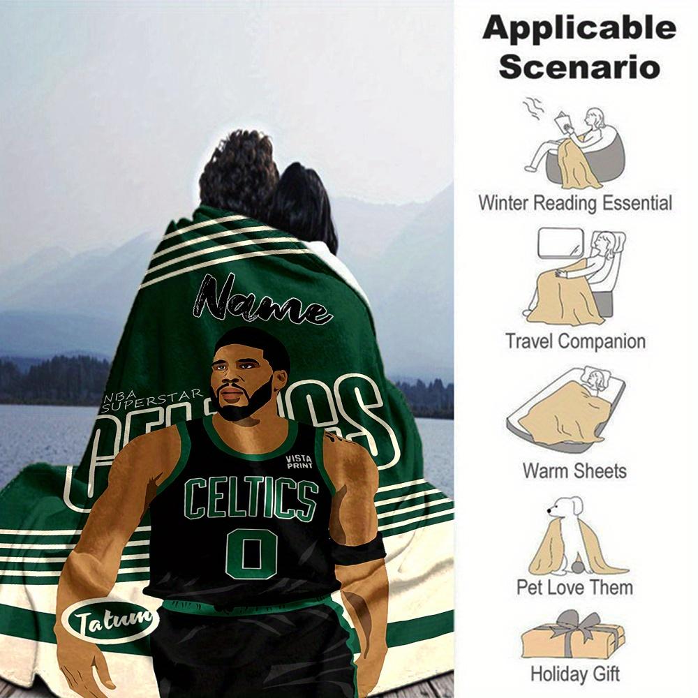 Jayson Tatum Celtics Basketball Player Themed Blanket Personalized Name Four Seasons Comfort Fashionable Design Suitable For Sofa Bed Travel Camping