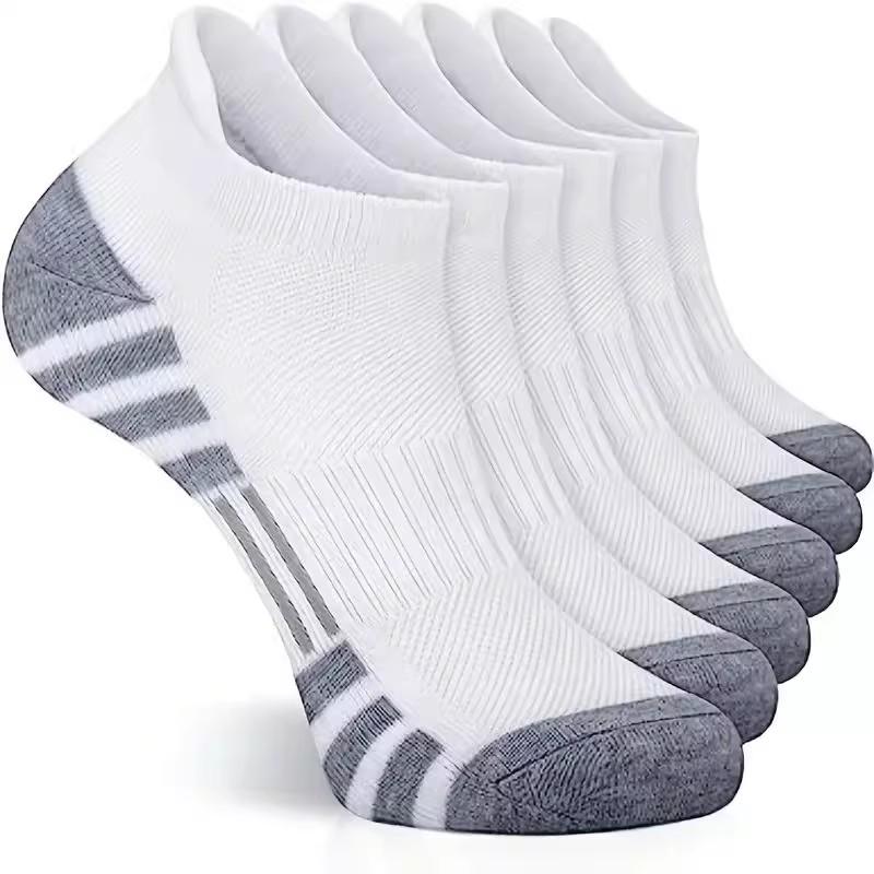 10Pairs Men Black White Grey Towel Bottom Sweat Absorbent Anti Odor Breathable Non Slip Ear Loop Short Socks for Running Sport