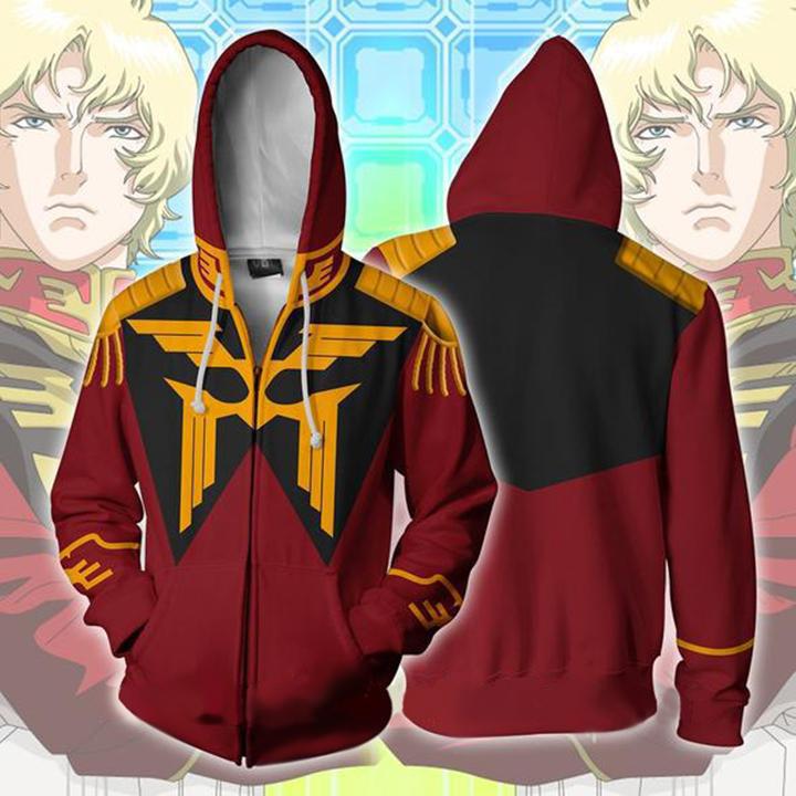 3D Printed Anime Hoodie with Mobile Suit Design - Japanese Anime Zipper Jacket