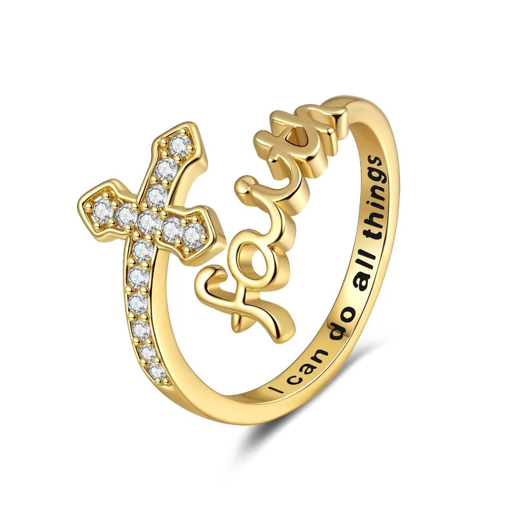 Trendy Cross Letter Adjustable Ring for Women – Minimalist Gold & Silver Open Design, Fashion European Jewelry