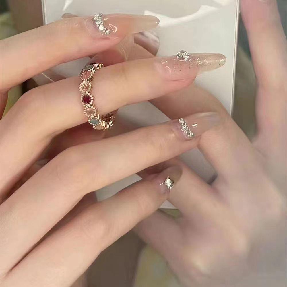 Bunter Turmalin-Regenbogenring in Ring Nische Student Design Senior Freundin Schmuck Verstellbarer Zeigefinger