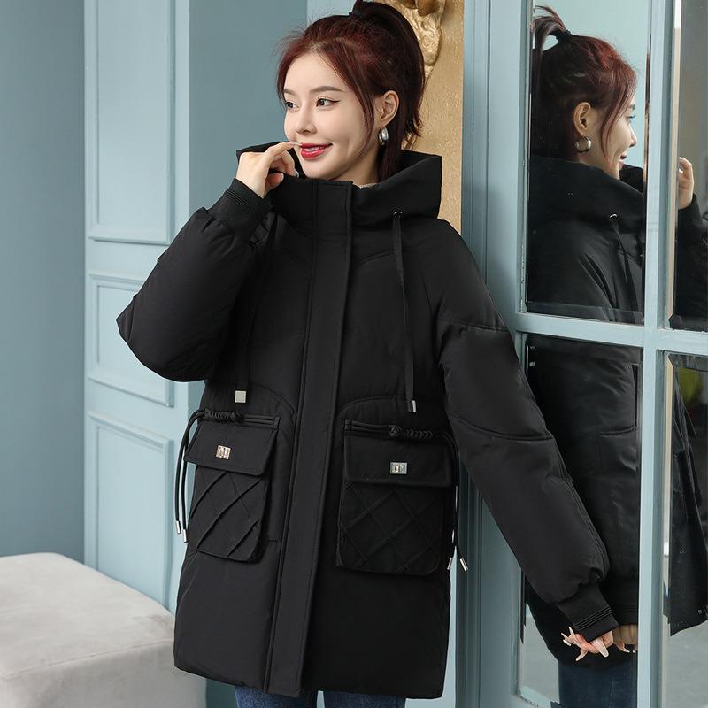 New A-shaped winter clothing simple down cotton-padded clothes women's long thickened large-size bread clothes