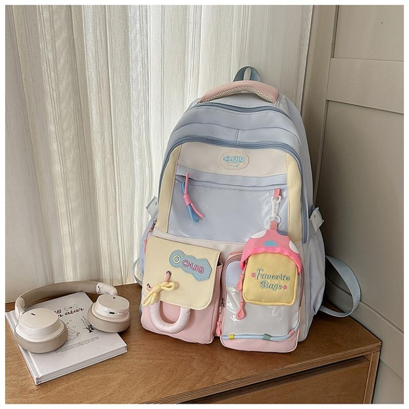 New high-value, fresh and sweet backpack, color-contrasting splicing large-capacity backpack for junior and high school students