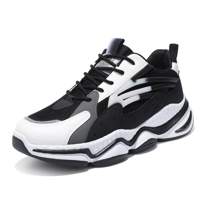 

Spring and summer new breathable men s shoes with thick soles, anti slip and wear-resistant running sports and leisure shoes 45 чёрный