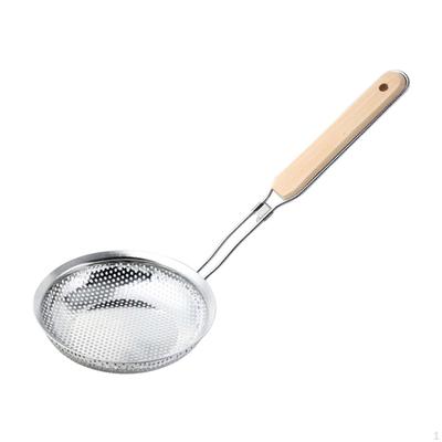 Convenient Skimmer Spoon with Wooden Grip for Cooking Tasks