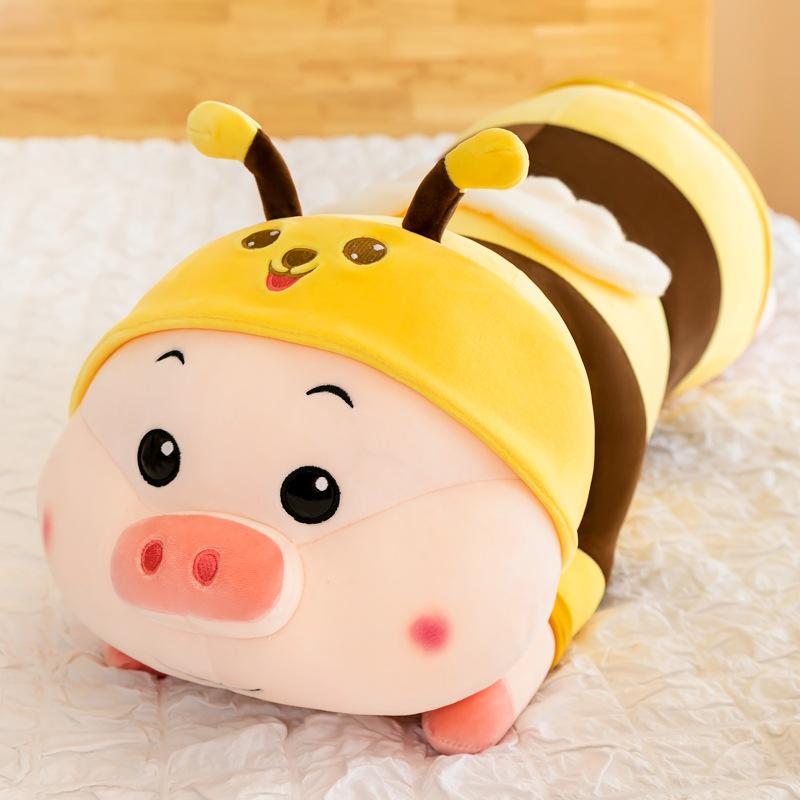 New Cute Bee Pig Doll Long Pillow Doll Doll Sofa Cushion Gift Video Game City Gift
