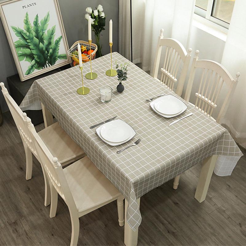 Peva Simple Waterproof And Oil-Proof Home Modern Grid Tablecloth Fruit Anti-Scalding Leave-In Plaid Tablecloth