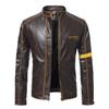 European & American Men's Stand Collar Punk Motorcycle Leather Jacket for Teens and Adults