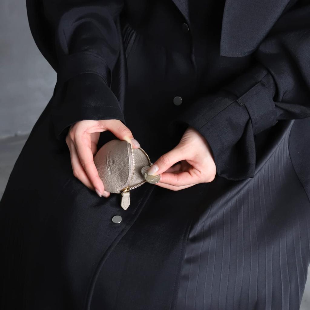 Genuine Leather Coin Shrink Gift Box Included Eve CC9 [BLUE SINCERE] Women's Purse, Small, Mini, Multi-Purpose, Vegetable-Tanned Leather, / -