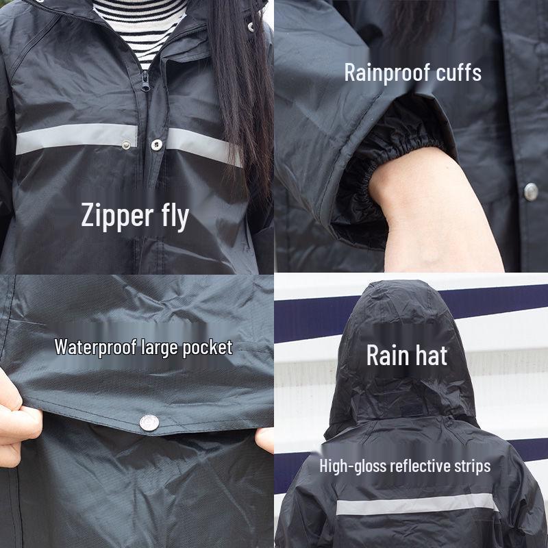 Black Reflective Raincoat & Pants for City Management and Emergency Riding