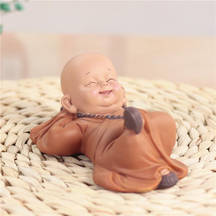 Resin Cute little monk statue Modern art sculpture Chinese Buddha statue Home living room, room decoration characteristic crafts