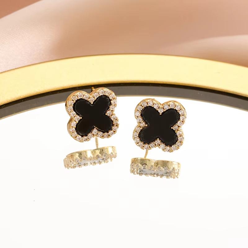 Exquisite Blätter Kristall Blume Stecker Ohrringe Für Damen AAA Zirkon Rose Schmetterling Quaste Ohrring Braut Hochzeit Party Schmuck